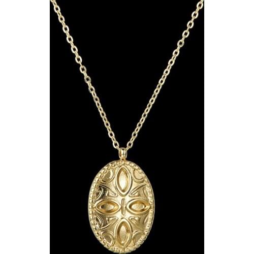 Oval Women Girls Initial Retro Necklace Gold Flowers Make Old Piercing Necklaces Pendants Copper CZ Jewelry Personal Necklace
