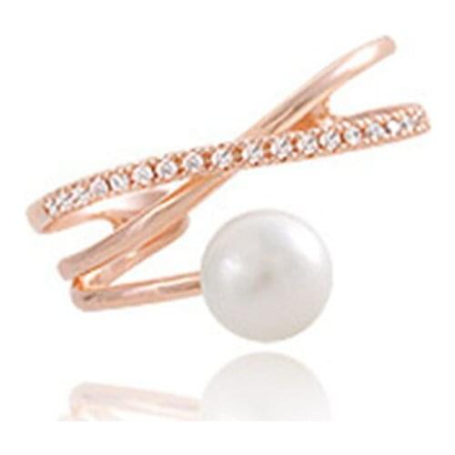 Simplicity of original design in Korea Creative students'fresh personality Open Pearl Double Rings Fashion Simple for girls