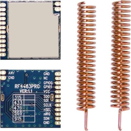 2pcs/lots RF4463PRO+Spring Antenna Si4463 20dBm RF Transmitter and Receiver Frequency Hopping 433 MHz rf Module