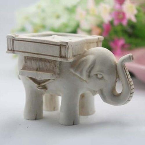 Retro Elephant Tea Light Candle Holder Ivory Ceramic Bridal Wedding Home Decor