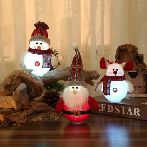 LED Illuminated Xmas Ornaments Tree Pendant Cute Santa Claus Doll Toys Christmas Hanging Decorations Festival Gift