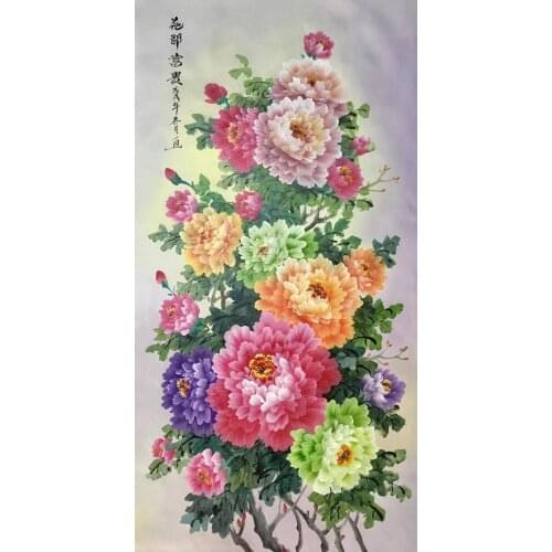 Hand Painted High Quality Oil Painting on Canvas Realist Peony Flower Canvas Painting Wall Art Picture Painting for Home Decor