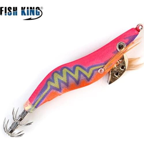 FISH KING 2.0/2.5/3.0/3.5# Squid Jigs Octopus Sea Fishing Lure 8/12/15/19g Hard Bait Cuttlefish Squid Hook Shrimp Lure Japan