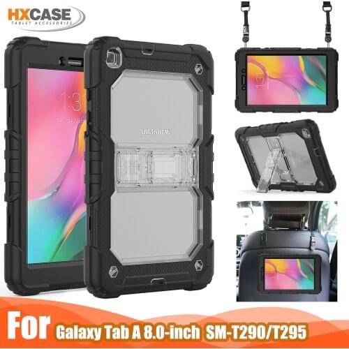 Built-in kickstand silicone case for samsung tab a 8 2019 cover with detachable shoulder strap for T290 T295 shockproof case