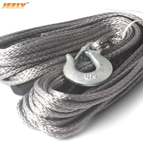 6mm*24m 12 strand off-road uhmwpe synthetic towing winch rope with hook 1.5m sleeve and thimble