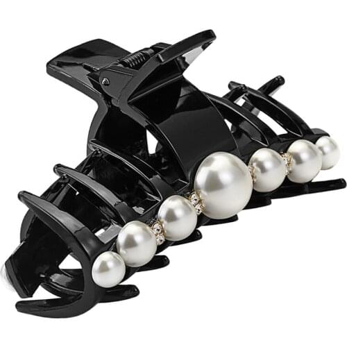Ladies Pearls Hair Claw Jaw Comb Clamp Rhinestone Hair Clip Hair Jewelry