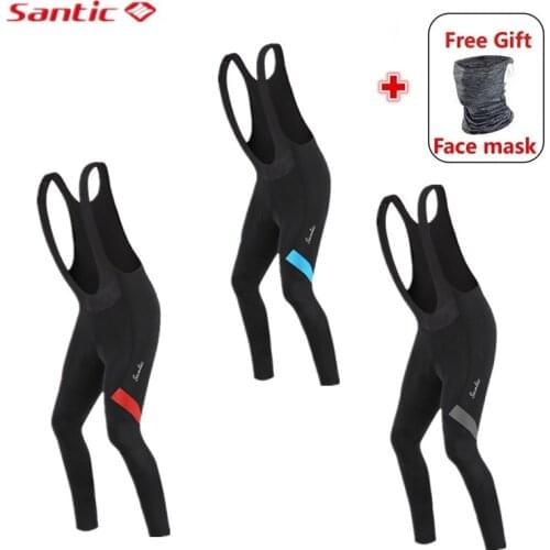 Santic Cycling Bib pants 4D Padding Cushion Spring Autumn Breathable Reflective Bicycle Bib Tights Comfortable Long Pants Men