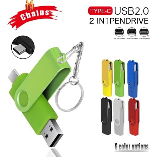 USB Flash Drive Type-C High Speed Drive 64 GB 32 GB 16 GB 8 GB 4GB External Storage Double Application Micro USB Stick for Gifts