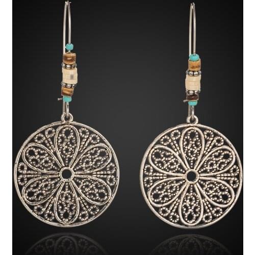 EXYNLON 2019 new Round earrings Fashion womans openwork jewelry vintage trend Handmade beading Exquisite handmade beading
