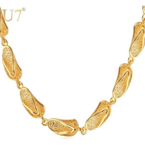 U7 Fashion Necklaces For Women Party Gift Necklace Gold Color Cute Sandals Necklace Summer Jewelry Wholesale N415
