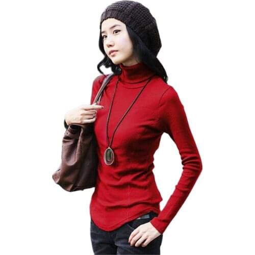 Woman Autumn Plus Size Plus Velvet Solid Turtleneck Thicken Stretch Slim Sweaters Lady Plus Size Winter Hedging Warm Sweater