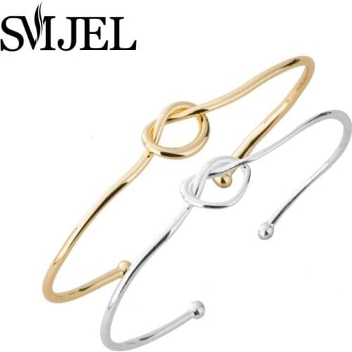 SMJEL Fashion Jewelry New Open Love Knot Bracelet Bangles for Women Cuff Bangles Bridemaids Gifts pulseras mujer moda G004