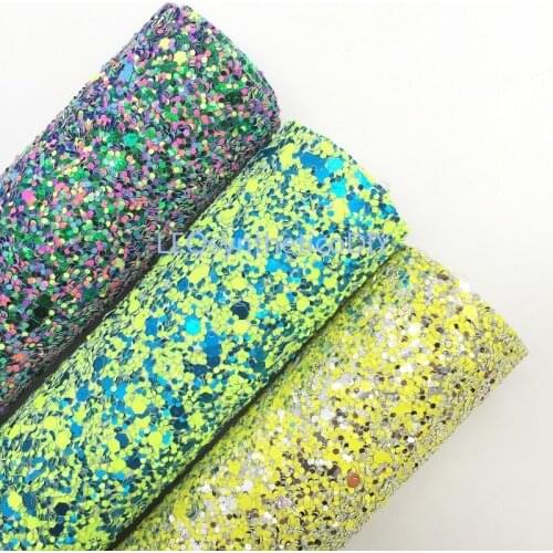 1PC 21X29CM Mixed Color Chunky Glitter Leather For Making Bows Accessories LEOsyntheticoDIY T118A