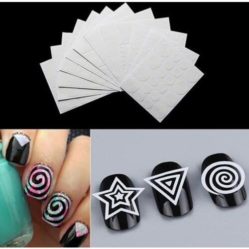 12pcs/set Nail Art Guide Tips Hollow Stencils Sticker French Manicure Template 3D Vinyls Decals Form Styling Tool