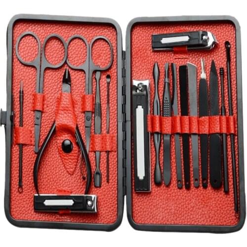 18PCS Nail Clippers Sets Stainless Steel Nail Cutter Pedicure Kit Nail File Nail Scissors Clipper Manicure Kit with Case