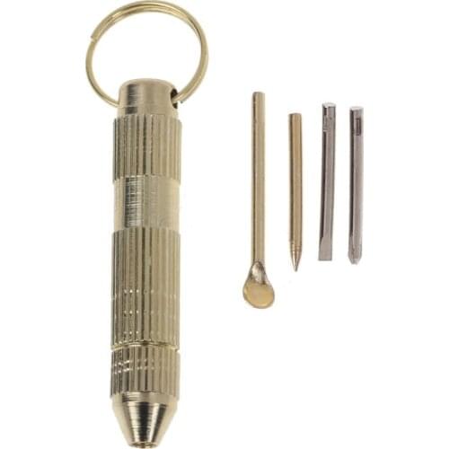 4 in1 Mini Portable Golden Opener Screwdrivers Ear Pick Ear Cleaner Keychain Kit