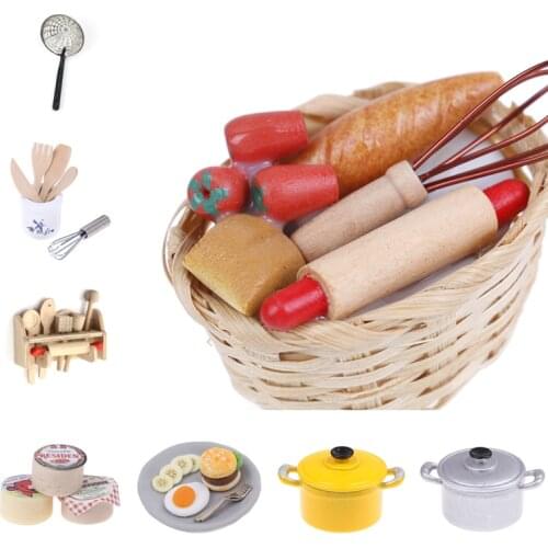 1set or 1pc Dollhouse Miniature Accessories Shovel Soup Spoon Storage Holder Kitchen Cooking Tool Utensils for Decoration Toy