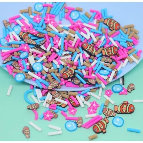 50g Ocean Series Fish Starfish Polymer Clay Slices Sprinkles for Slime Shaker Cards Filler DIY Crafts Plastic Klei Mud Particles