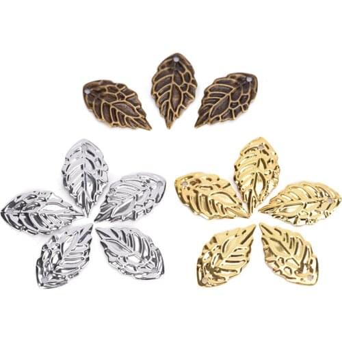 50pcs 18*10mm Vintage Metal Alloy Copper Beads Caps Flower Leaf For Jewelry Crafts Making Materials Findings