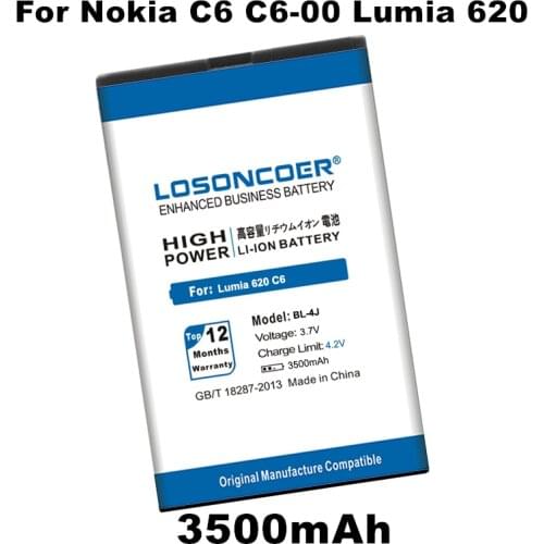 3500mAh BL-4J BL 4J Use for Nokia c6 Battery C6-00 for Lumia 620 battery