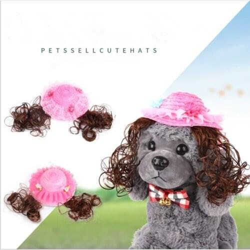Pet accessories Dog Cat Hat Small Pet Dog Outdoor Accessories pet princess hat sun hat teddy wig hat