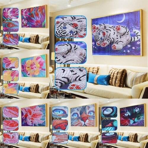 Diamond Mosaic Art Kit Flower 5D DIY Diamond Painting Animals Tiger Cat Cross Stitch Paintings Hobby Crafts Home Wall Stickers