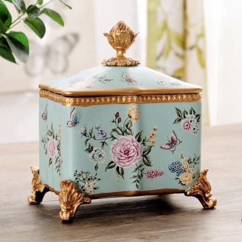 American style retro-pastoral storage tank receptive box decoration household model house luxury house jewelry box decoration