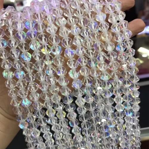 6/8/10/12mm Faceted Cutting Flash Shimmer Stone Beads Shining Glistening Light Crystal Loose Strand Beads For Jewelry Making DIY