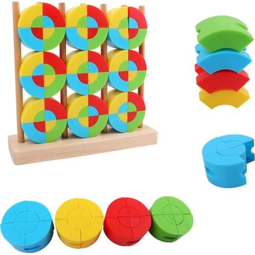 Kids Montessori Jenga Blocks Math Toys Geometric Shape Assembly Game Educational Stacking Toys Fractional Learning Teaching Aids