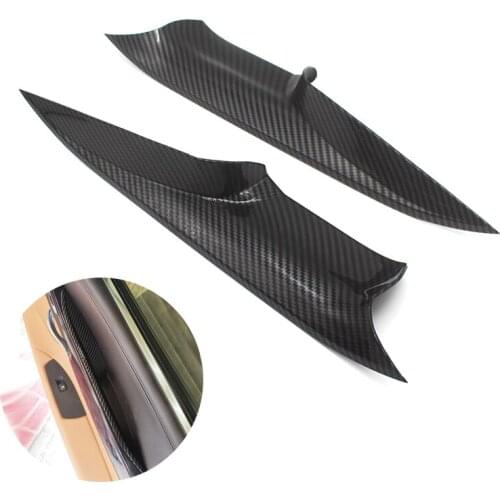 For BMW 7 Series F02 2009 2010 - 2015 730 740 760 2pcs Car Interior Front Door Handle Pull Quick Install Carbon Texture Cover