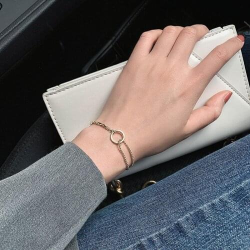 Double Layer Asymmetric Ring Bracelet for Women Girl Simple Bracelet Student Japanese Style Beads Hollow Chain Love Bracelet