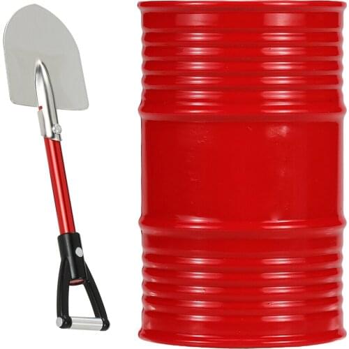 MagiDeal 1:10 RC 4WD Electric Truck Buggy Oil Drum+Metal Shovel for Axial SCX10 D110 D90 TF2 CC01 Vehicle Model Parts