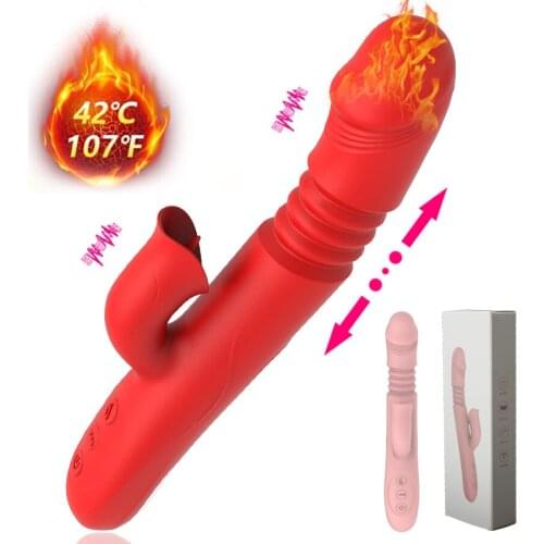 Dildo Vibrator for Women Heating Telescopic Rotation Vibrator Tongue Licking Clitoris G-spot Stimulator Adult Sex Toys for Women