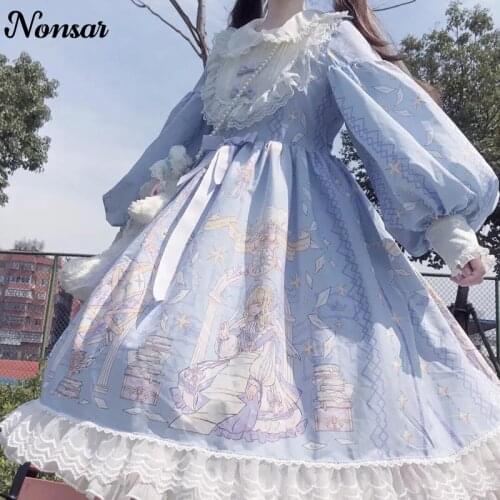 Mothybot Sweet Bow Dress Super Fairy Student Lolita Japanese Long Sleeve For The Wedding Women Party2021
