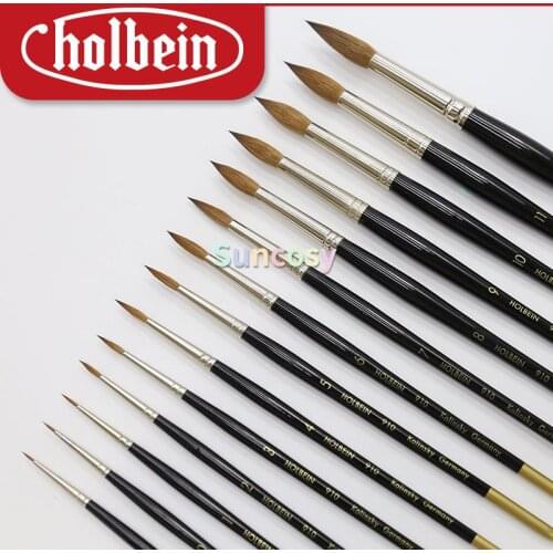 Holbein Series 910 Watercolor Brush, Kolinsky Red Sable Round Head , Good Flexibility, Good Softness, Art Supplies