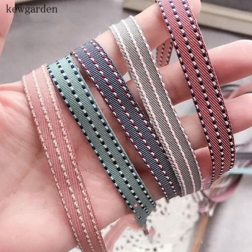 Kewgarden Cowboy Element Stripe Dottle Line Satin Ribbons 3/8" 10mm Handmade Tape DIY Bowknot Ribbon 10 Meters