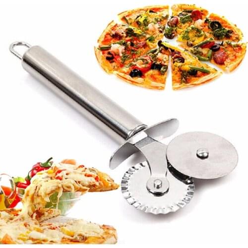 Pizza Knifes Stainless Steel Double Wheel Cutter Pancake Pastry Pie Slicer Cutter Pizza Knife Cake Wheels Tools