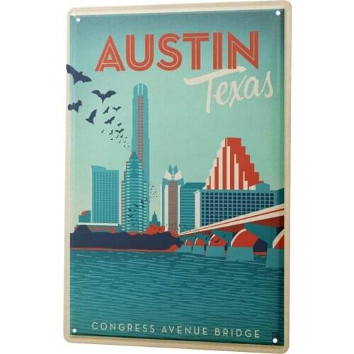 SINCE 2004 Tin Sign Metal Plate Decorative Sign Home Decor Plaques Retro Wall Art Metropole Texas Austin Bridge Metal Plate 8X12