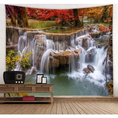 Landscape waterfall scenery decorative tapestry bedroom background wall decorative tapestry Bohemian decorative tapestry