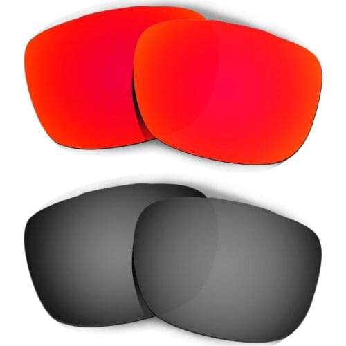 HKUCO For Two Face Sunglasses Polarized Replacement Lenses 2 Pairs Black & Red