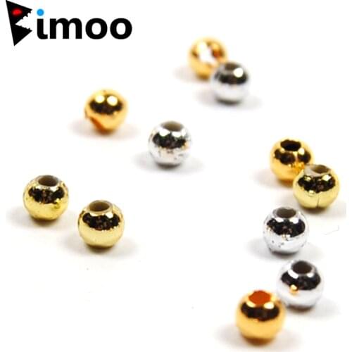 Bimoo 300pcs 3mm Hollow Plastic Beads for Fly Tying Nymph Scud Belly Eyes / Spinner Lure Beads Gold Silver Color