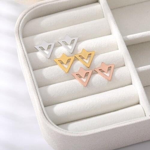 Simple Triangle Earrings Womens Fashion Jewelry Stainless Steel Small Arrow Stud Earrings Best Friend Gifts