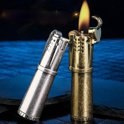 Old-fashioned Personality Retro Trench Kerosene Lighter Creative Nostalgic Windproof Lighter Smoking Accessories for Weed Gifts