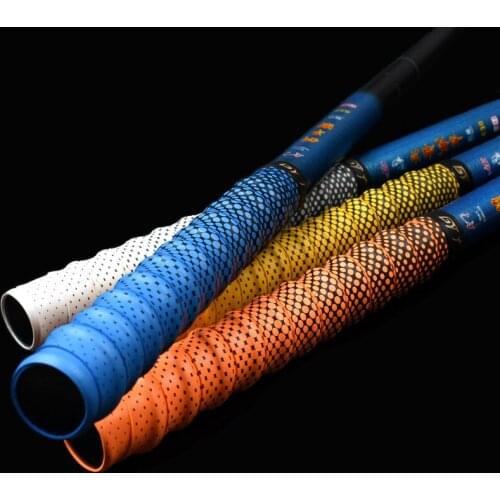 4pcs Fishing Rod Weat-Absorbent Belt Gradient Colorful Handle with Keel Hand Glue Badminton Racket Non-slip Grip Wrap Belt