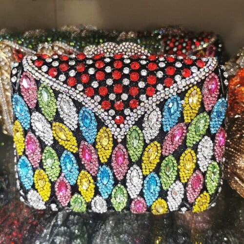 WHTUOHENG Red/Yellow/White Rhinestone Clutches Fashion Elegant Women Evening Bag Dinner Banquet Bag Celebrities Mini Handbags