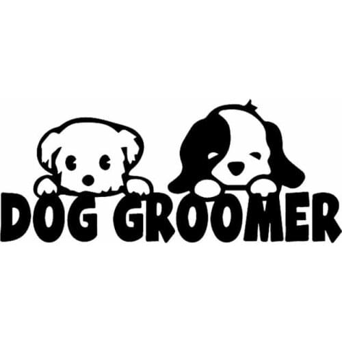 Funny Dog Groomer Car Decals Fashion Car Decoration Personality Pvc Car Window Waterproof Sticker Black/white, 17cm*7cm