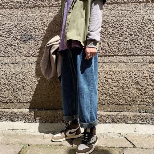 Woman Couple Denim Pants Autumn New Mens Jeans Straight Casual Jeans Mans 2020 Korean Collage Hip Hop Jeans