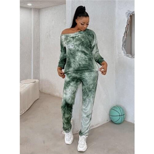 Tie-dye Printing Sports Suit Woman 2XL To 7XL Plus Size Tracksuits Set Three Quarter Blouse + Pant Sets for Women T2392