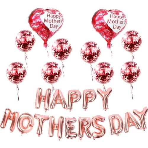 16inch happy Mothers Day gold letter balloons heart best mom party decorations kids surprise 18inch star dots latex globos