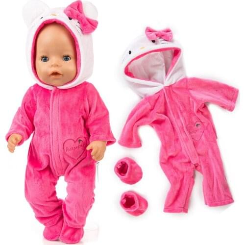 2pcs/set Suit+Shoes Dolls Outfit For 17 inch 43cm Baby Doll Cute Jumpers Rompers Doll Clothes
